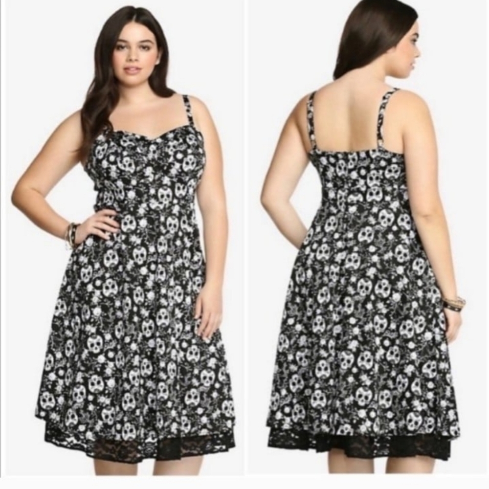 torrid Black and White Skull Print Sundress